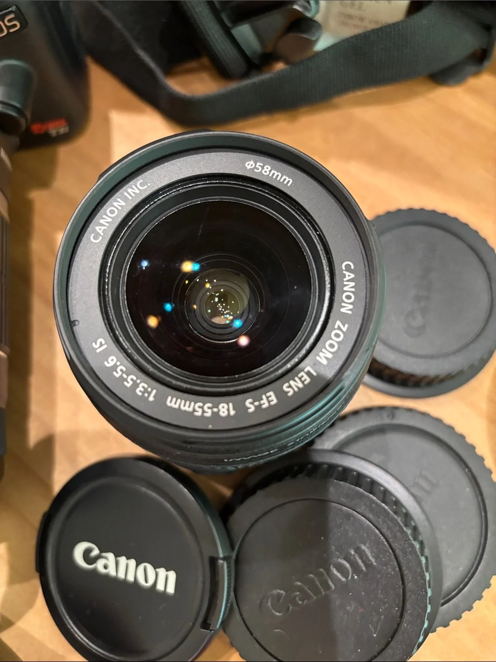 Canon Rebel DSLR with Black Camera Bag, Straps and Lenses